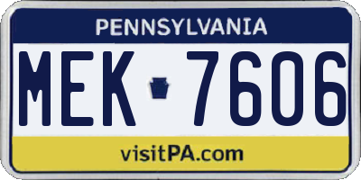 PA license plate MEK7606