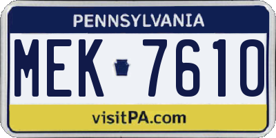 PA license plate MEK7610
