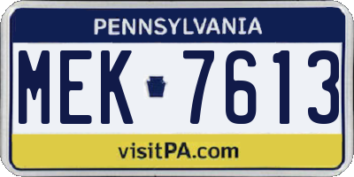 PA license plate MEK7613