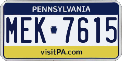 PA license plate MEK7615