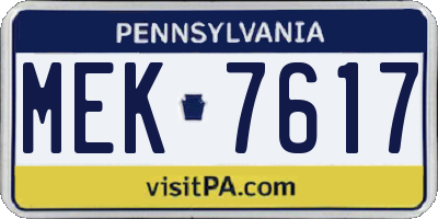 PA license plate MEK7617