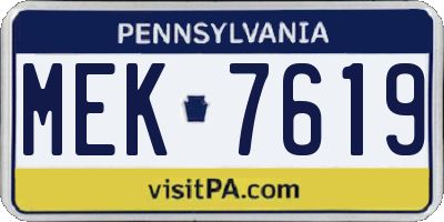 PA license plate MEK7619