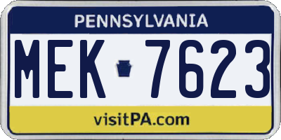 PA license plate MEK7623