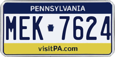 PA license plate MEK7624