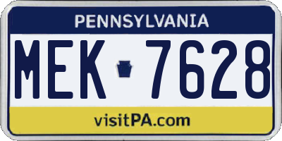 PA license plate MEK7628