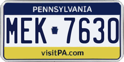 PA license plate MEK7630