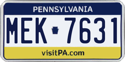 PA license plate MEK7631