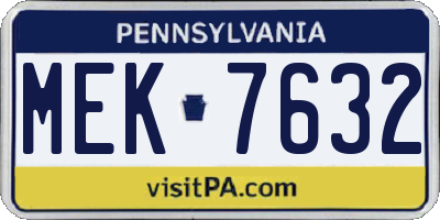 PA license plate MEK7632