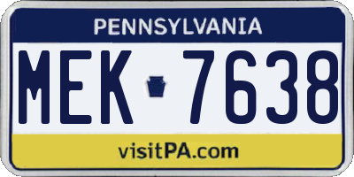 PA license plate MEK7638