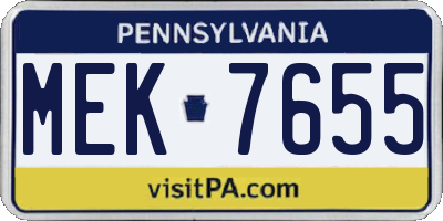PA license plate MEK7655