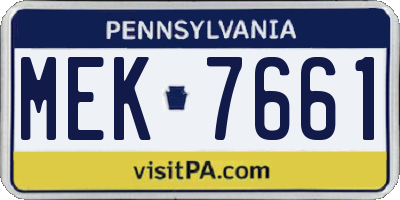 PA license plate MEK7661