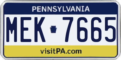PA license plate MEK7665