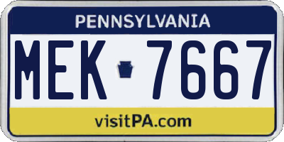 PA license plate MEK7667