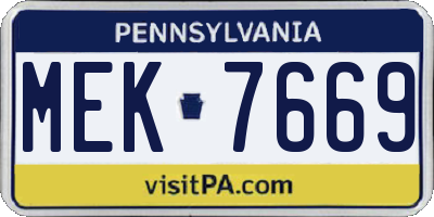 PA license plate MEK7669