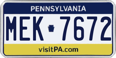 PA license plate MEK7672