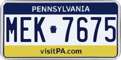 PA license plate MEK7675
