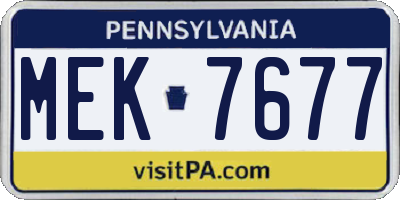 PA license plate MEK7677