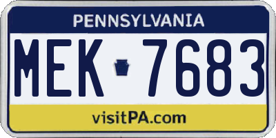 PA license plate MEK7683