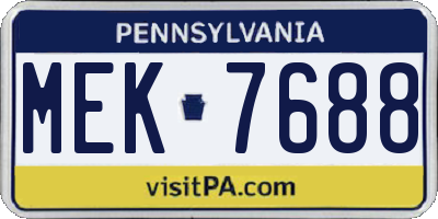 PA license plate MEK7688