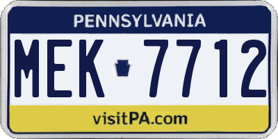 PA license plate MEK7712