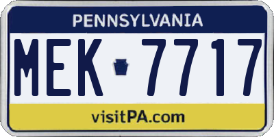 PA license plate MEK7717