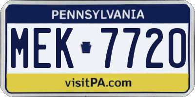 PA license plate MEK7720