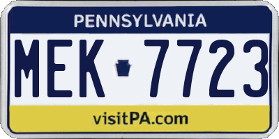PA license plate MEK7723