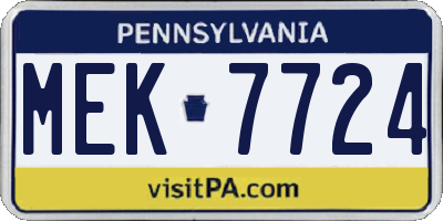 PA license plate MEK7724