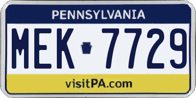 PA license plate MEK7729