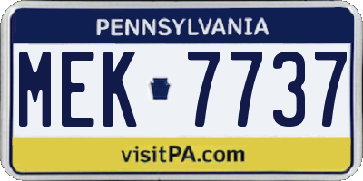 PA license plate MEK7737
