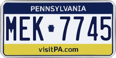 PA license plate MEK7745