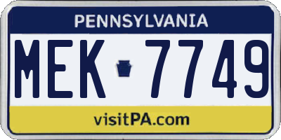 PA license plate MEK7749
