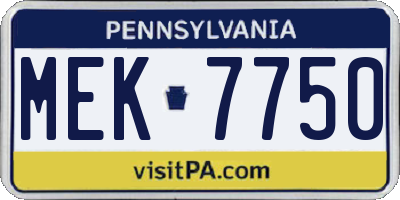 PA license plate MEK7750