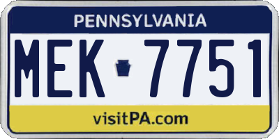 PA license plate MEK7751