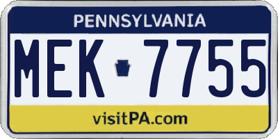 PA license plate MEK7755