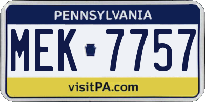 PA license plate MEK7757