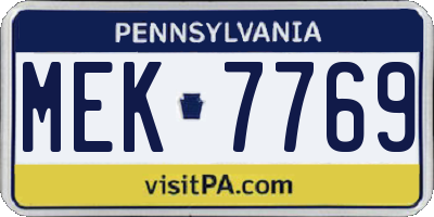 PA license plate MEK7769