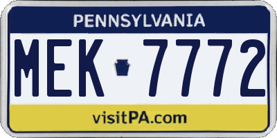 PA license plate MEK7772