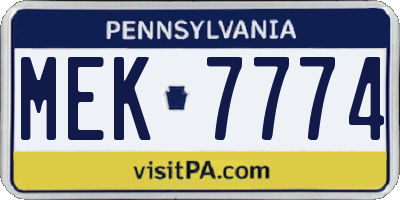 PA license plate MEK7774