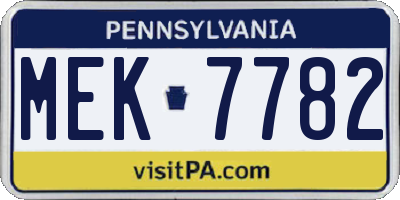 PA license plate MEK7782