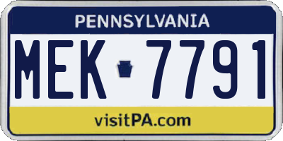 PA license plate MEK7791
