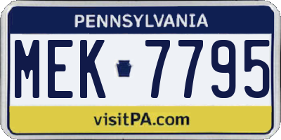 PA license plate MEK7795
