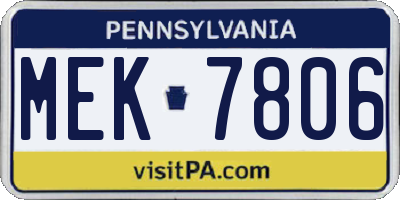 PA license plate MEK7806