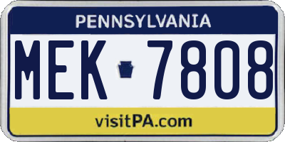 PA license plate MEK7808