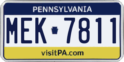 PA license plate MEK7811