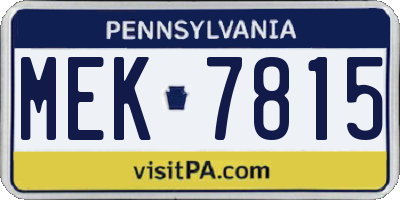 PA license plate MEK7815