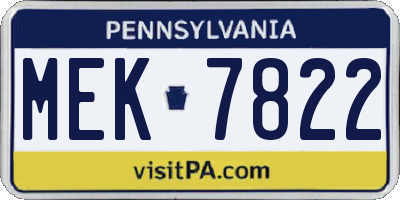 PA license plate MEK7822