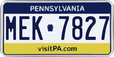 PA license plate MEK7827
