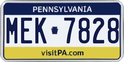PA license plate MEK7828