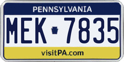 PA license plate MEK7835